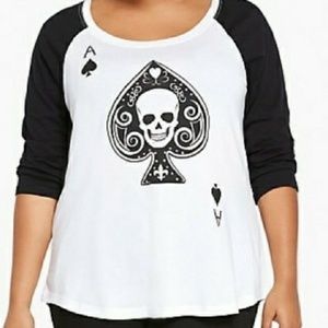 Torrid Poker Skull Raglan Tee 2X